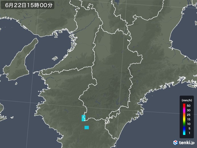 奈良県の雨雲レーダー(2018年06月22日)