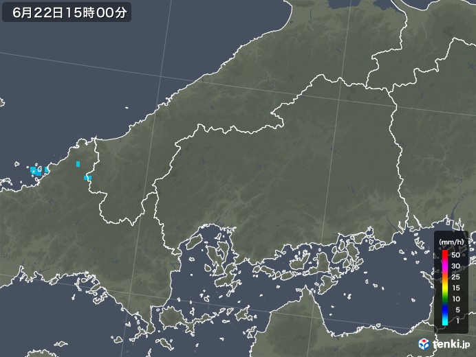 広島県の雨雲レーダー(2018年06月22日)