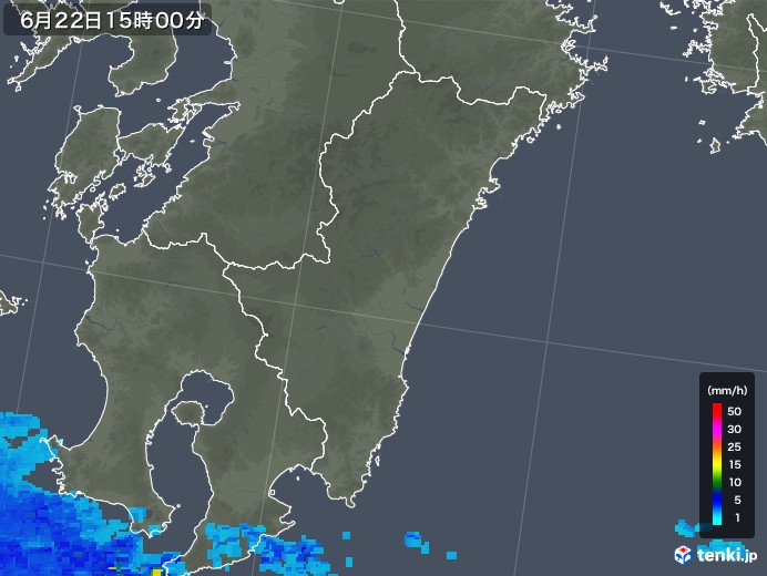 宮崎県の雨雲レーダー(2018年06月22日)