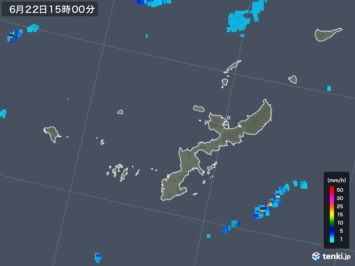 沖縄県の雨雲レーダー(2018年06月22日)