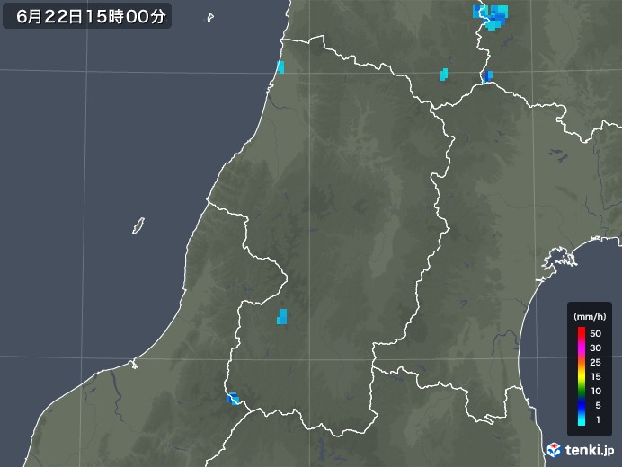 山形県の雨雲レーダー(2018年06月22日)