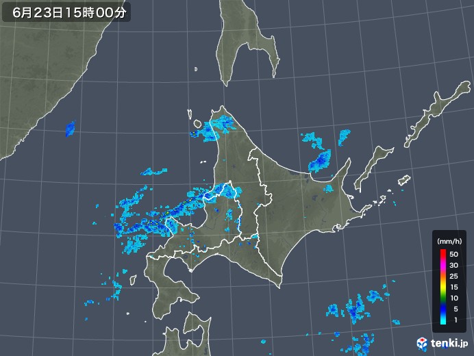 北海道地方の雨雲レーダー(2018年06月23日)