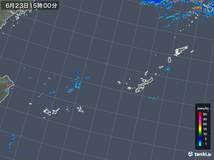 沖縄地方の雨雲レーダー(2018年06月23日)