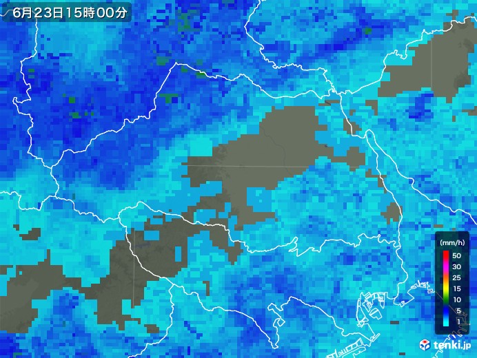 埼玉県の雨雲レーダー(2018年06月23日)