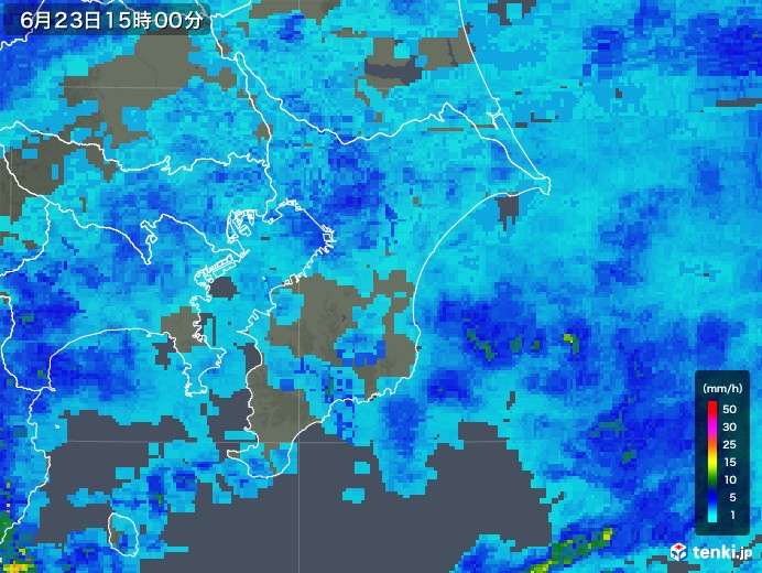 千葉県の雨雲レーダー(2018年06月23日)