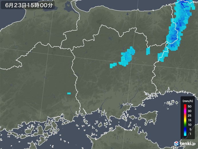 岡山県の雨雲レーダー(2018年06月23日)