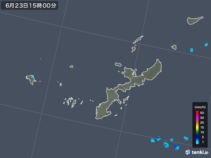 沖縄県の雨雲レーダー(2018年06月23日)