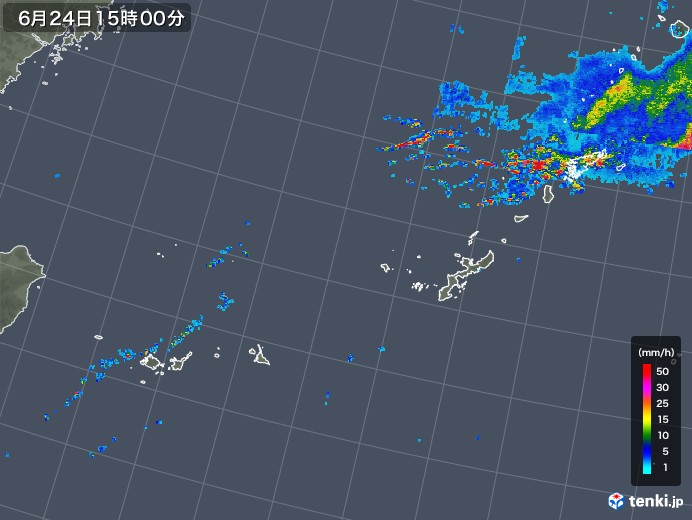 沖縄地方の雨雲レーダー(2018年06月24日)