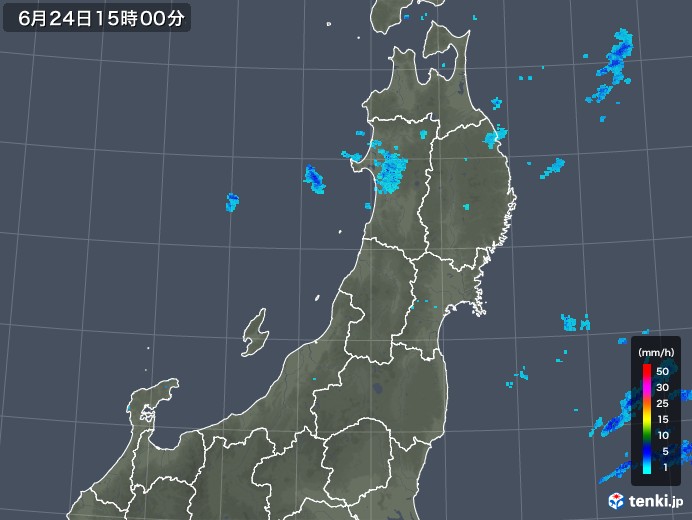 東北地方の雨雲レーダー(2018年06月24日)