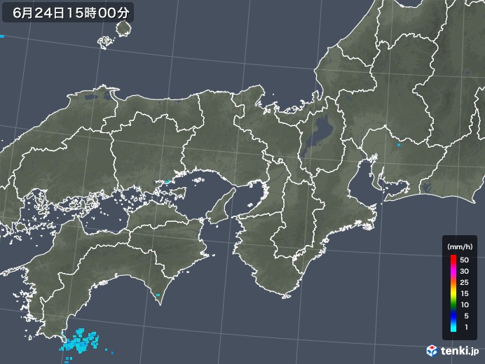 近畿地方の雨雲レーダー(2018年06月24日)