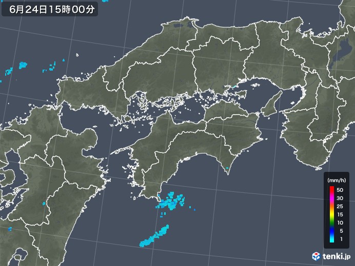 四国地方の雨雲レーダー(2018年06月24日)