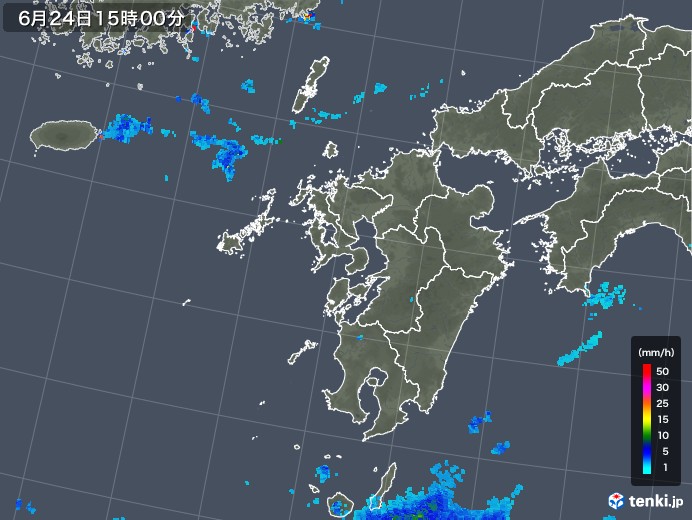 九州地方の雨雲レーダー(2018年06月24日)