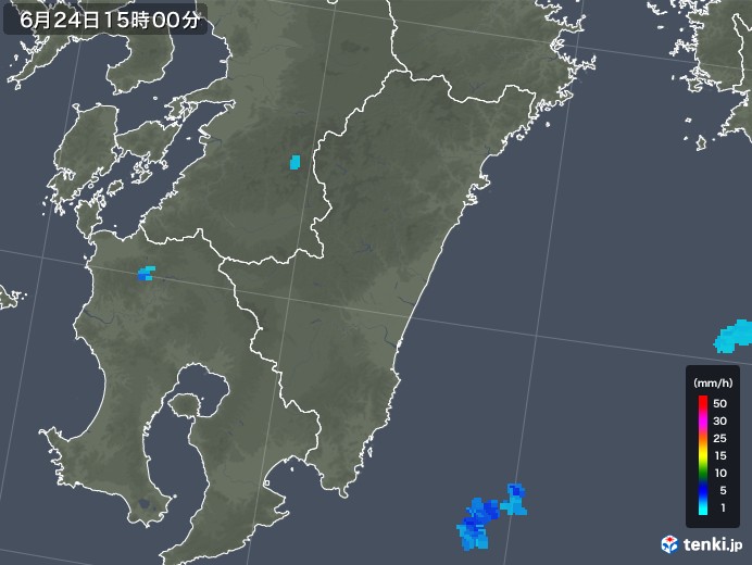 宮崎県の雨雲レーダー(2018年06月24日)