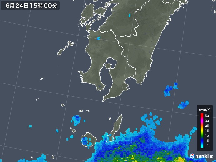 鹿児島県の雨雲レーダー(2018年06月24日)