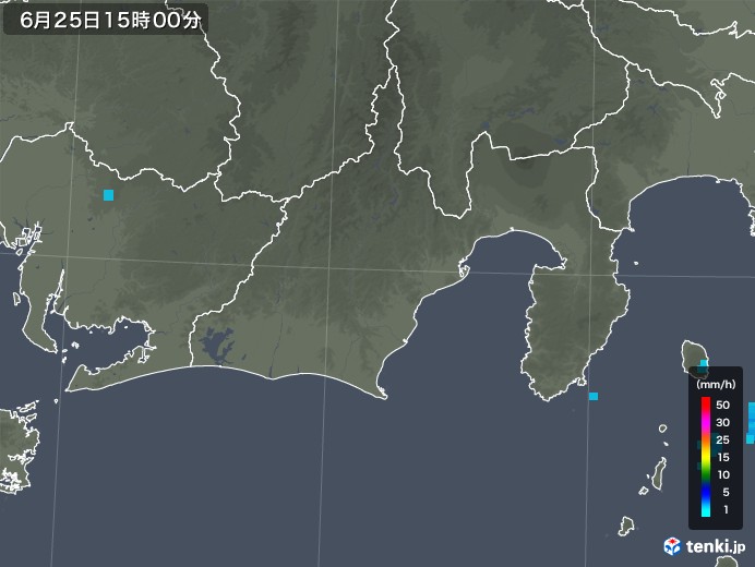 静岡県の雨雲レーダー(2018年06月25日)