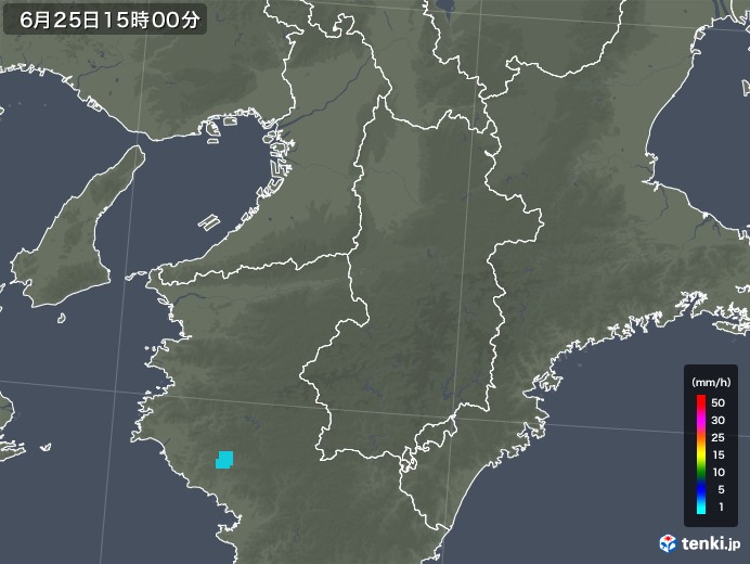 奈良県の雨雲レーダー(2018年06月25日)