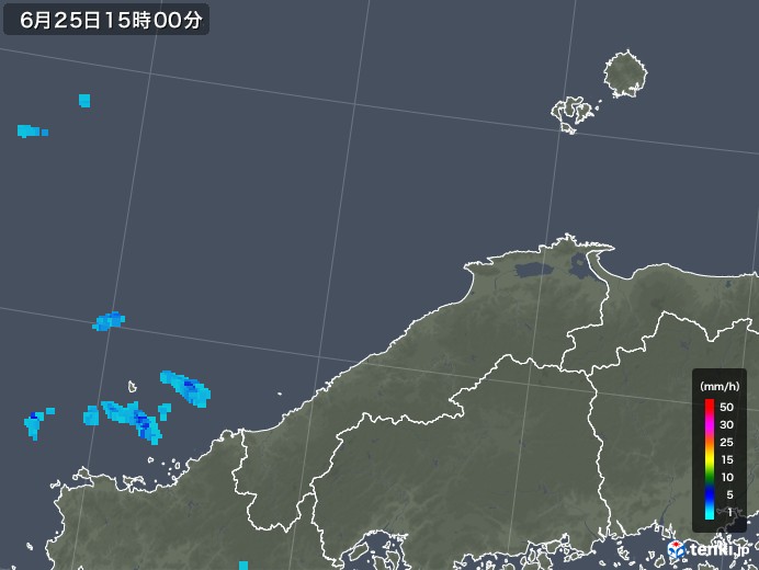 島根県の雨雲レーダー(2018年06月25日)