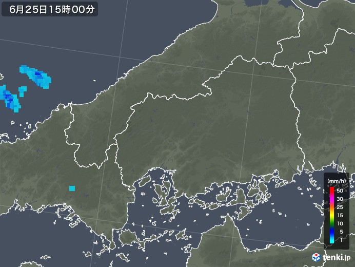 広島県の雨雲レーダー(2018年06月25日)