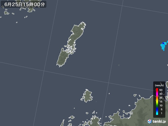 壱岐・対馬(長崎県)の雨雲レーダー(2018年06月25日)