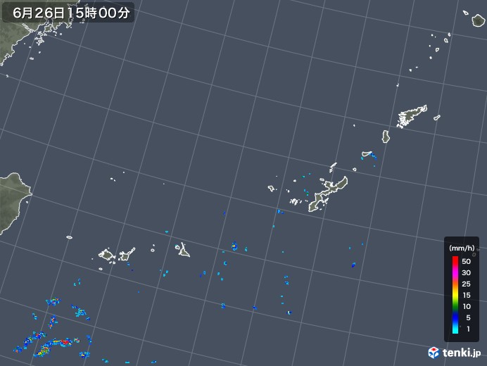 沖縄地方の雨雲レーダー(2018年06月26日)