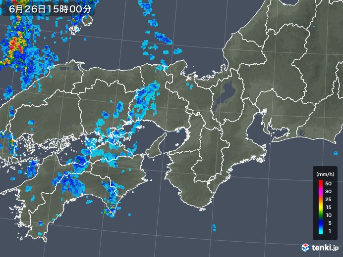 近畿地方の雨雲レーダー(2018年06月26日)