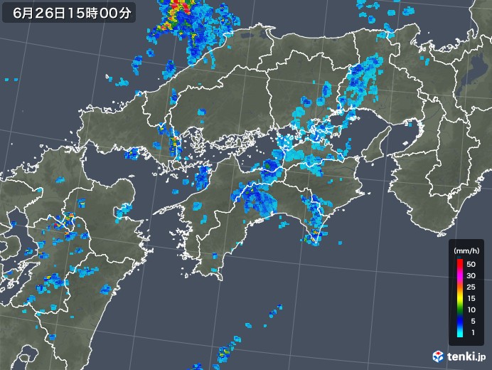 四国地方の雨雲レーダー(2018年06月26日)