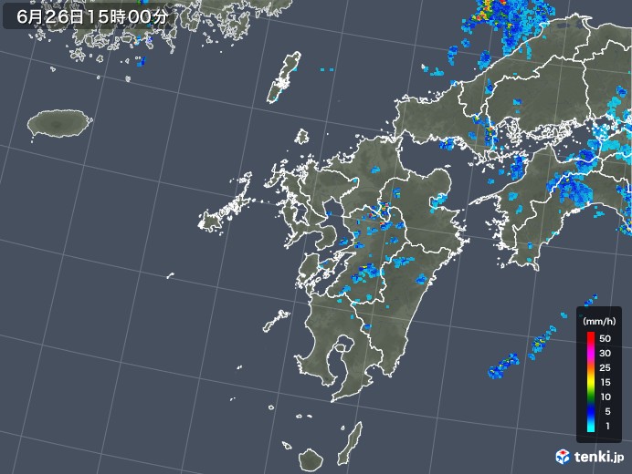 九州地方の雨雲レーダー(2018年06月26日)