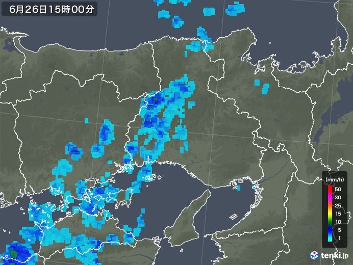 兵庫県の雨雲レーダー(2018年06月26日)