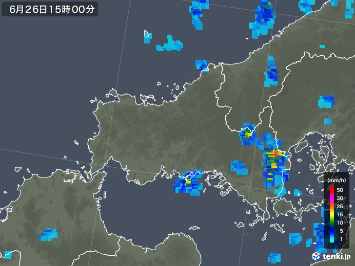 山口県の雨雲レーダー(2018年06月26日)