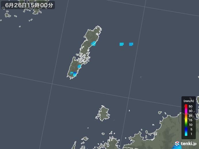 壱岐・対馬(長崎県)の雨雲レーダー(2018年06月26日)