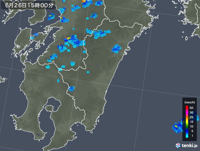 宮崎県の雨雲レーダー(2018年06月26日)