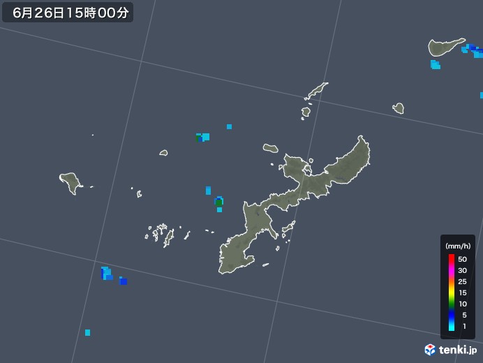 沖縄県の雨雲レーダー(2018年06月26日)