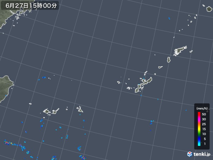 沖縄地方の雨雲レーダー(2018年06月27日)