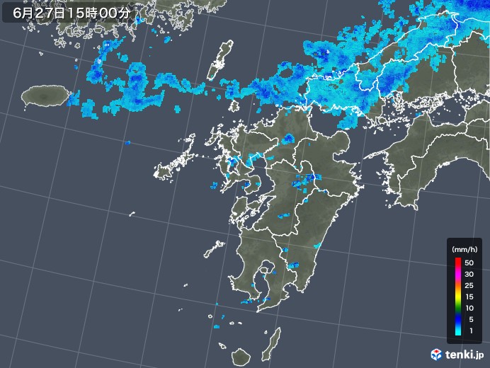 九州地方の雨雲レーダー(2018年06月27日)