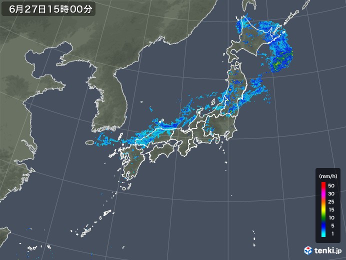 雨雲レーダー(2018年06月27日)