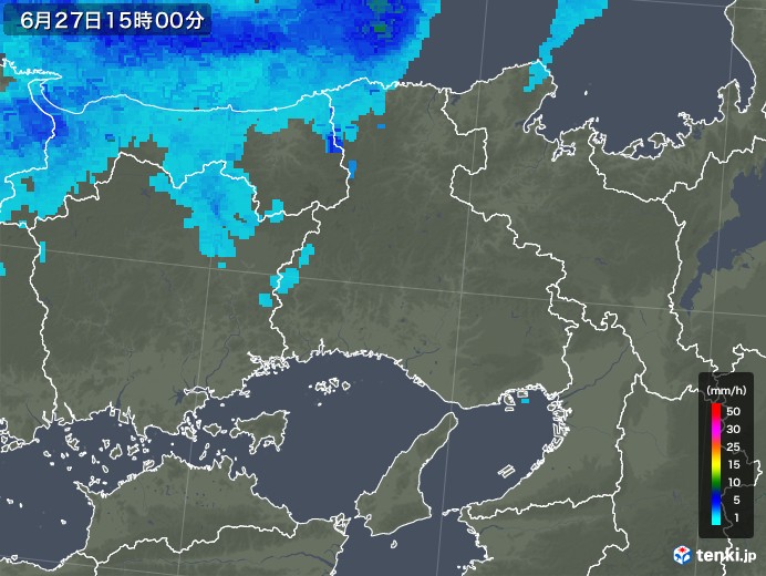 兵庫県の雨雲レーダー(2018年06月27日)