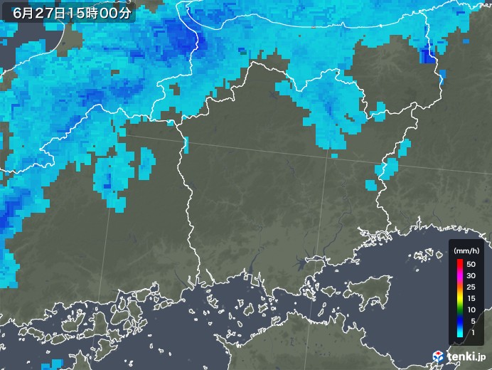岡山県の雨雲レーダー(2018年06月27日)