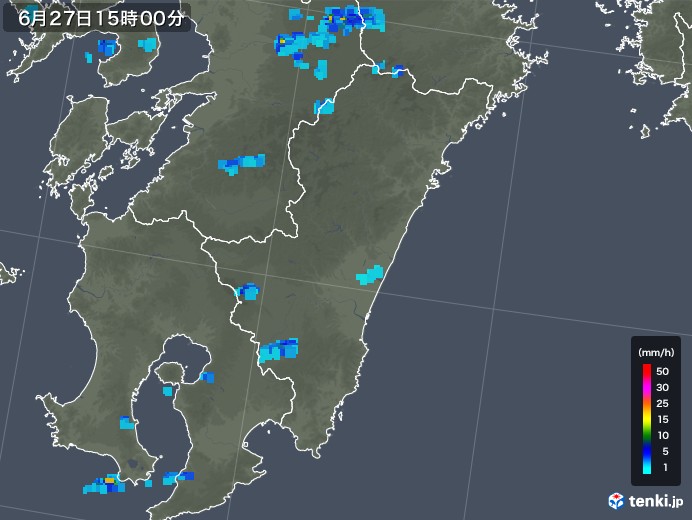宮崎県の雨雲レーダー(2018年06月27日)