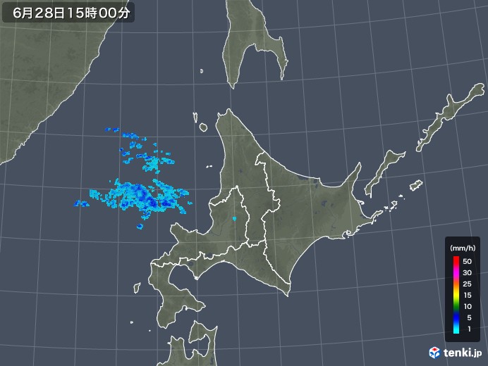 北海道地方の雨雲レーダー(2018年06月28日)