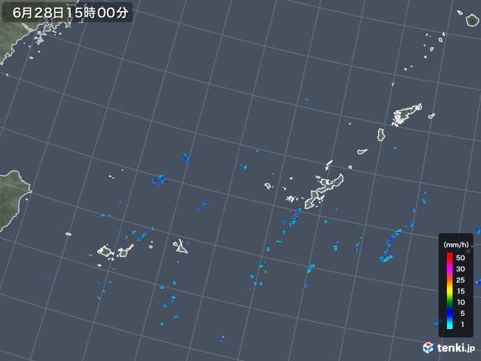沖縄地方の雨雲レーダー(2018年06月28日)