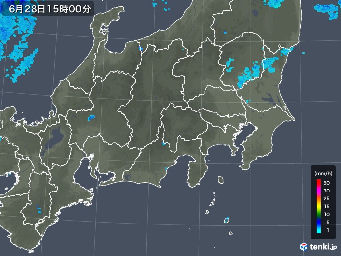 関東・甲信地方の雨雲レーダー(2018年06月28日)