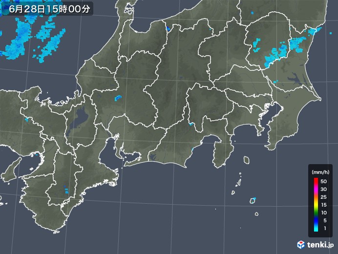 東海地方の雨雲レーダー(2018年06月28日)