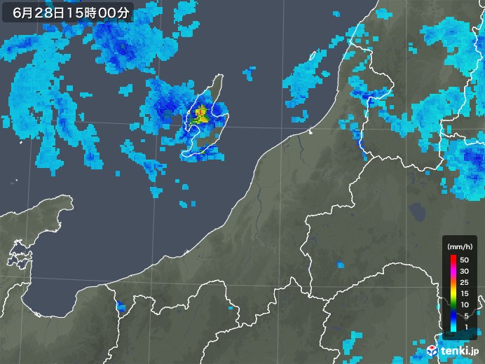 新潟県の雨雲レーダー(2018年06月28日)