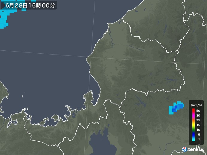 福井県の雨雲レーダー(2018年06月28日)
