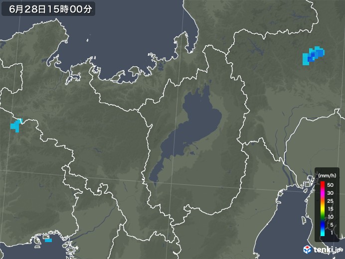 滋賀県の雨雲レーダー(2018年06月28日)