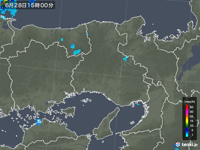 兵庫県の雨雲レーダー(2018年06月28日)