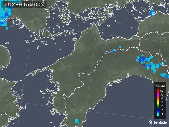 愛媛県の雨雲レーダー(2018年06月28日)