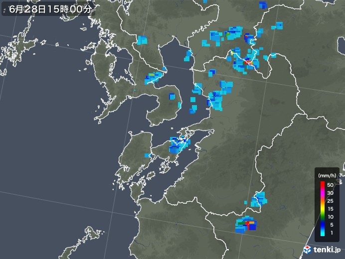 熊本県の雨雲レーダー(2018年06月28日)