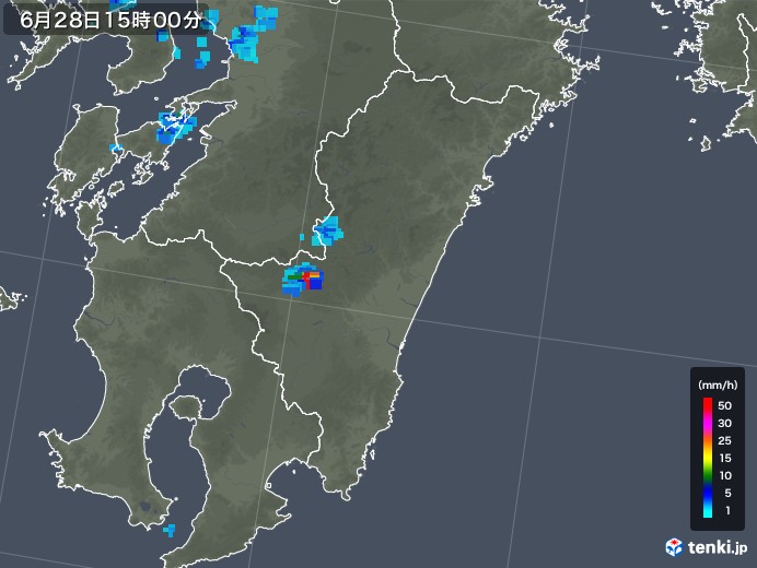 宮崎県の雨雲レーダー(2018年06月28日)