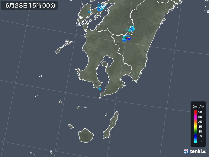 鹿児島県の雨雲レーダー(2018年06月28日)